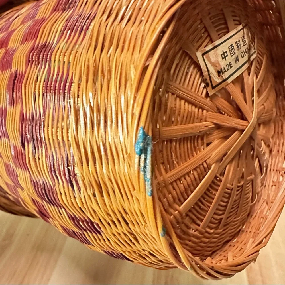 Vintage Pier 1 Imports Lidded Woven Basket – Rustic Boho Storage Decor